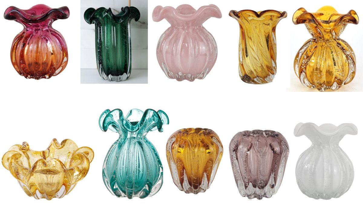 10 vasos de murano para decoração